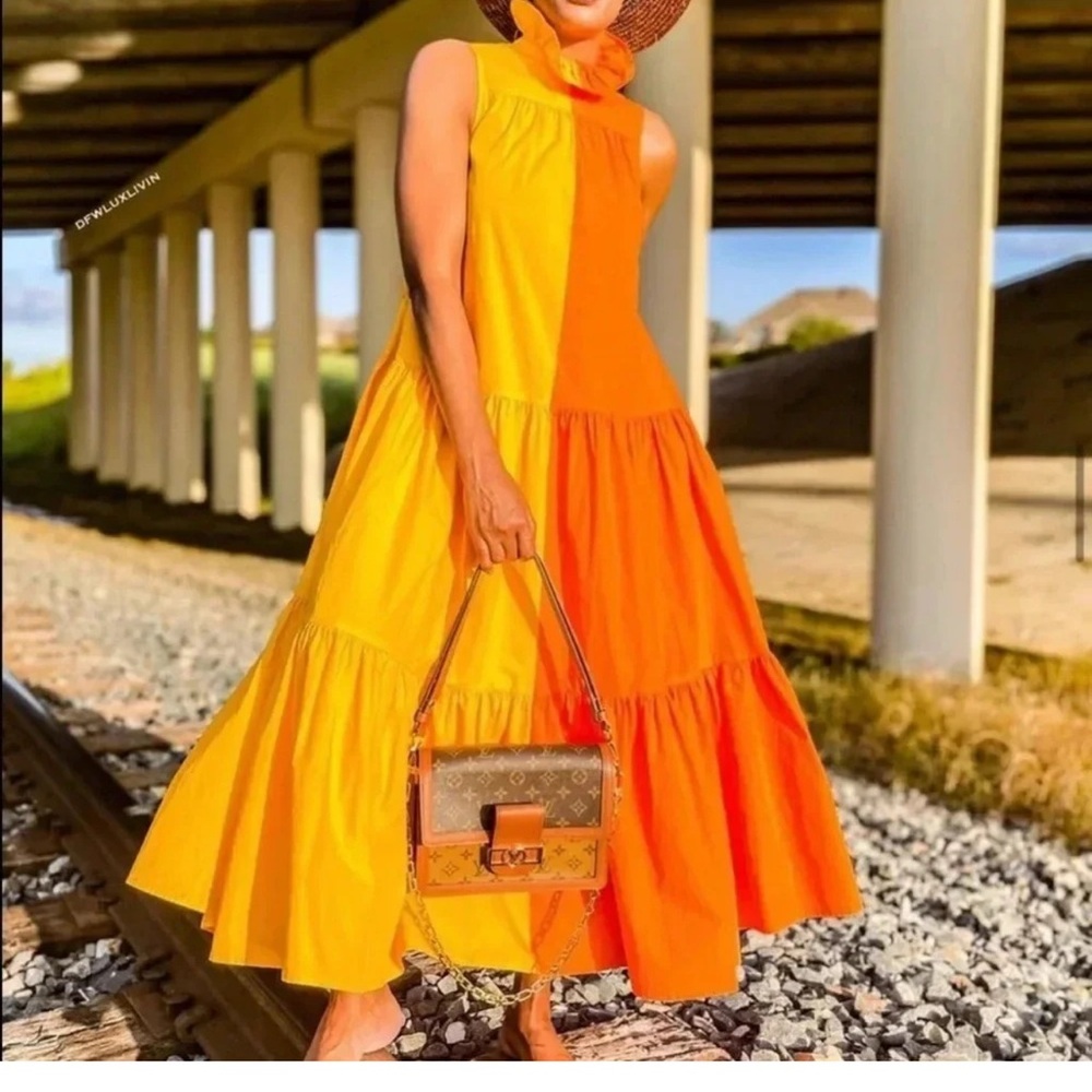 John  rogers for target Vibrant Orange and Yellow Sleeveless Dress